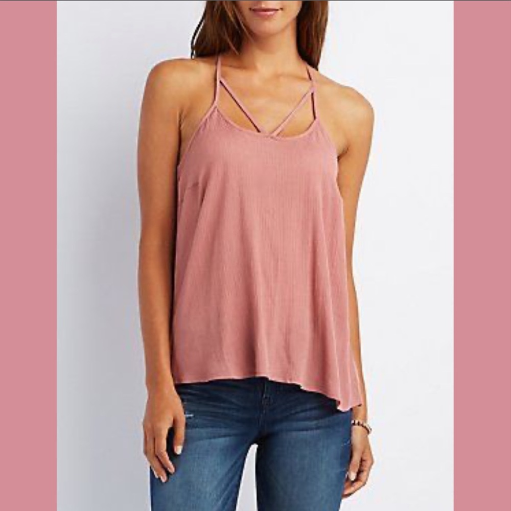 Charlotte Russe Caged Crochet Back Tank Top (M)